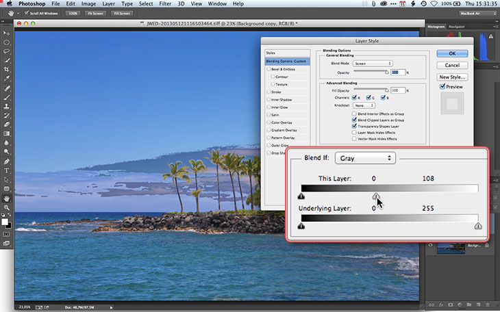 How to correct underexposure in Photoshop, step 2