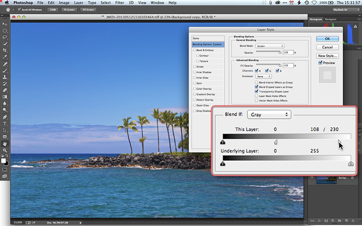 How to correct underexposure in Photoshop, step 3